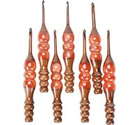 Wooden Crochet Hooks Set for Arthritic Hands | Ergonomic Soft Grip - Resin Mix Indian Rosewood Crochet Hook Set for Crocheting & Knitting (Orange, Set of 7)