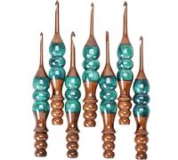 Wooden Crochet Hooks Set for Arthritic Hands | Ergonomic Soft Grip - Resin Mix Indian Rosewood Crochet Hook Set for Crocheting & Knitting (Green, Set of 7)