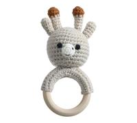 Wooden Crochet Rattle, Handmade Crochet Grab Teether Toy, Soothing Sensory Stuffed Animal, Easter Basket Stuffer & Shower Decor for Kids
