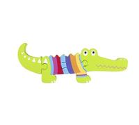Wooden Crocodile Puzzle, Rainbow Colours, Educational Learning Toy for Toddlers