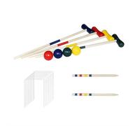 Wooden Croquet Set for 4 Players Adults- Croquet Game Outdoor Garden Game 4 Players Set With Mallets, Balls, Hoops & Stakes, Indoor Ballsgame for Families Parties, Camping