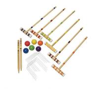 Wooden Croquet Set for 6 Players Adults- Croquet Game Outdoor Garden Game 6 Players Set With Mallets, Balls, Hoops & Stakes, Indoor Ballsgame for Families Parties, Camping