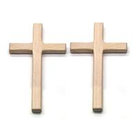 Wooden Cross, 2 Pcs Vintage Religious Catholic Handcrafted Cross Plaque Hanging Wall Crucifix Hanging Cross for Home Wall Decor