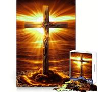 Wooden Cross by Sunset 1000 Teenager Pieces Jigsaw Puzzle Brain Development Unwind Easily Clean Join Warm Xmas Gift (38x52cm)