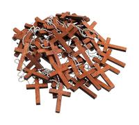Wooden Cross Charm for Bracelets - Assortment Necklace Cross Charm with Chains | Smooth Pocket Prayer Jewelry Making Supplies for Student Teacher Friends Daughter Son