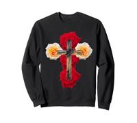 Wooden Cross Crown Of Thorns Red Roses Easter Good Friday Sweatshirt