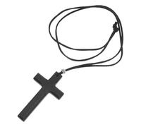 Wooden Cross for Car Mirror Hanging, Retro Faith Tribute Ornament | 1 Pcs with Cord, Brown and Black Finish, Wall Hook or Rearview Stem Use