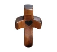 Wooden Cross - Hand Carved Wooden Comfort Cross & Love | Encouragement Gift for Friends, Family, Prayer, Clutch, Handmade Wooden Cross for Support