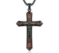 Wooden Cross Necklace Real Ebony Wood Christian Beliefs jewelry for Men, 48