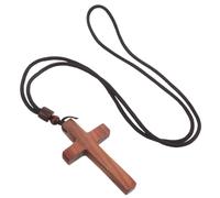 Wooden Cross Necklace, Sandalwood Crucifix Jewelry, Easter Winter Season | Retro-inspired, Lightweight Rope Pendant, Natural Grain Finish, for Christian Believers, Bible Study Meetings, Meaningful