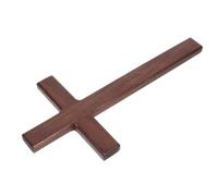 Wooden Cross Ornament for Shelf and Desk with Thick Base Brown | Hand Polished Finish, Smooth Splinter Free Texture, Wall Hanging Hole, 21.50x10.70x1.00cm