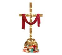 Wooden Cross with Base, 53 x 30 cm Standing Cross Solid with Burnt Wood Grain, Decorative Table Cross Cross Modern Crucifix, Suitable for Easter, Christmas, Meditation Religious Christening Purists