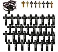 Wooden Crosses for Crafts - Pocket Cross Contains 60 Cross Charms,Pure Natural Wooden Crosses Pendants for Church Praying,Easter, Christian Gifts, Crafts for DIY Jewelry, Keychains (BlackA)