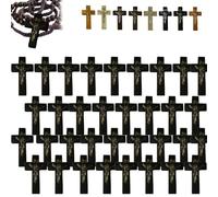 Wooden Crosses for Crafts - Pocket Cross Contains 60 Cross Charms,Pure Natural Wooden Crosses Pendants for Church Praying,Easter, Christian Gifts, Crafts for DIY Jewelry, Keychains (BlackB)