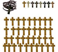 Wooden Crosses for Crafts - Pocket Cross Contains 60 Cross Charms,Pure Natural Wooden Crosses Pendants for Church Praying,Easter, Christian Gifts, Crafts for DIY Jewelry, Keychains (Medium BrownB)