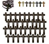 Wooden Crosses for Crafts - Pocket Cross Contains 60 Cross Charms,Pure Natural Wooden Crosses Pendants for Church Praying,Easter, Christian Gifts, Crafts for DIY Jewelry, Keychains (Dark brownA)