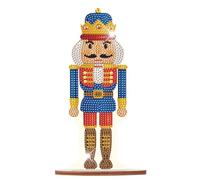 Wooden Crystal Painting Desktop Kit Diamond Art - Christmas Nutcracker 5D Diamond Painting Kit for Adults & Kids, Festive Table Decor Craft Gift