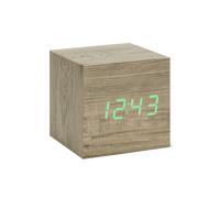 Wooden Cube Click Clock - Ash with Green LED Gingko Design Multi One Size