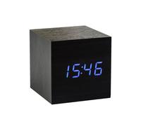 Wooden Cube Click Clock - Black with Blue LED Gingko Design Multi One Size