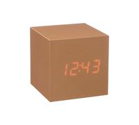 Wooden Cube Click Clock - Copper with Red LED Gingko Design Multi One Size