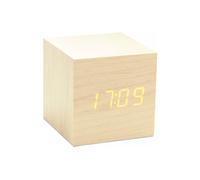 Wooden Cube Click Clock - Maple with Orange LED Gingko Design Multi One Size