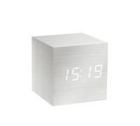Wooden Cube Click Clock - White with White LED Gingko Design White One Size