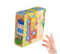 Wooden Cube - Logical Jigsaw for | Natural Timber Construction with Vibrant Pigment & Smooth Sanded Blocks for Stacking, Building, Reasoning and Developing Motor Skills