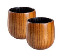 Wooden Cup - 2 Pack Whiskey Cups Reusable Drinking Glass Tea Coffee Cup Home Office Decoration Restaurant Table | Wooden Cups with Natural Finish Lightweight Portable Smooth Surface Idea
