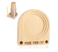 Wooden Cup Coaster, Reusable Cup Dispenser Cups Holder With Marker Slot Cups Organizer Hosting Essentials Cookout Bar Accessories Decor for Drink Station Parties Outdoor Counter Picnic (1 Pcs)