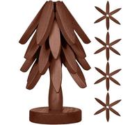 Wooden Cup Coaster Set，Tree Shape Trivet Set,Tree Coasters- 4 Wooden Trivets + 1 Stand stored for hot Dish/Pot/Bowl/teapot/hot Pot Set