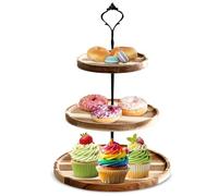 Wooden Cupcake Stand, 2/3 Tier Round Cupcake Tower Stand Wood Cake Stand Farmhouse Cupcake Display Tiered Tray for Cupcakes Tea Party(03)