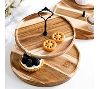 Wooden Cupcake Stand, 2/3 Tier Round Wooden Tiered Cake Tower Wood Cake Stand Farmhouse Cupcake Display Tiered Tray for Cupcakes Tea Party(02)