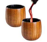 Wooden Cups - 2 Pack Reusable Old Fashioned Mug, Wooden Coffee Cup, Whiskey Glass for Men, Dad, Tea, Wine, Bourbon, Beer, Hot Cold Drinks, Home, Workplace, Restaurant, Bar, La