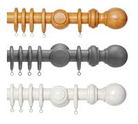 Wooden Curtain Pole - Fixed Length Premium Quality Bay Window Curtain Pole, Wooden Pole for Window and Eyelet Curtains
