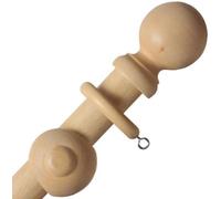 Wooden Curtain Pole Set 28mm Complete with Ball Finials, Rings & Brackets Fixed Length Easy Trim For Medium to Heavy Curtains (Beechwood, 120cm)