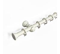 Wooden Curtain Poles 28 mm Fixed Length Multi Finials, Beautiful Design, Linen White Stopper 300 cm