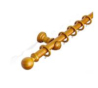 Wooden Curtain Poles - 300 cm, Aged Oak Ball Finials, Beautiful Design