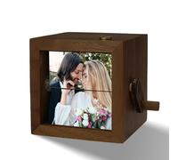 Wooden Custom Photo Flipbox with Light Personalized Hand Crank Animation Frame Unique Memory Gift for Home Couple Family or Best Friend