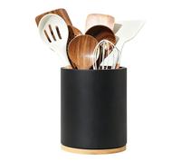 Wooden Cutlery Holder, Utensil Organizer, Kitchen Storage Rack, 360 Degree Rotating Countertop Container for Spoons Forks Knives, Silverware Organizer for Cooking Utensils and Kitchen Tabletop