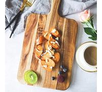 Wooden Cutting Board Acacia Wood Serving Charcuterie Board with Handle Dinner Plate Tray Kitchen Chopping Board for Meat Bread Vegetables Fruits Food(Rectangle)