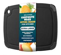 Wooden Cutting Board for Kitchen - Large Composite Wood Cutting Boards Dishwasher Safe 18 X 12 Inch - Thin, BPA Free & Eco-Friendly Chopping Board (Slate Black)