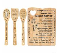 Wooden Cutting Board Set with Heart Shaped Design, Natural Hardwood Kitchen Tools Including Shovel and Spoons, Anti Slip Pads and Hanging Holes