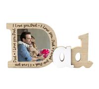 Wooden Daddy Photo Frame Engraved I Love You Dad, Personalised Gift-s For Dad,Dad Photo Frame From Daughter & Son,Christmas Thanksgiving Father's Day