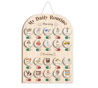 Wooden Daily Routine Chart 11x15", to Do Chart for Kids, Wooden Chore Chart for Kids, Routine Chart for Toddlers, Morning Bedtime Routine Chart for Toddlers
