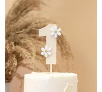 Wooden Daisy 1st Cake Topper, Duble-Layer One Flower Cake decoration, Number 1st Birthday Cake Sign dessert table decoration Party Supplies, Daisy 1st Cake Smash,Groovy One (1)