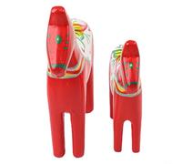 Wooden Dala Horse Statue, 1 Pair 23cm Handcrafted Red Figurine Traditional Swedish Design Home Decor Living Room Ornament