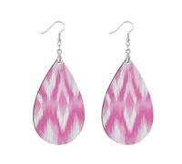 Wooden dangle earrings for women African wood hoop native american Natural Ethnic Earrings for thanksgiving Fashion Jewellery Gift Supplies Light Pink Ikats White leaf aretes de madera para
