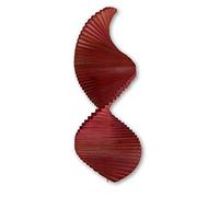 Wooden Dark Red Garden Wind Spinner, H40cm - Home & Garden Hanging Ornaments - Customisable Spiral Shape - Handmade Decoration for Outside Areas, Patio & Conservatory