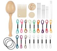 Wooden Darning Loom Kit, Knit Repair Set with 1 Darning Egg 9 Needles 3 Elastic Band Needle Tube Comb & 18 Sewing Thread for Mending Patch Clothes Socks Jeans Sweaters DIY Crafts Tools Accessories