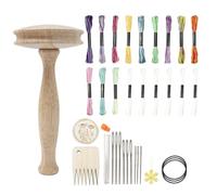 Wooden Darning Mushroom Kit - BiscuitShaped with Wooden Handle Storage Needle Tube Patch Knitting Repair Tool | Weave Repair Tool Complete Set for Darning Socks, Hats, Pants, and Sweaters
